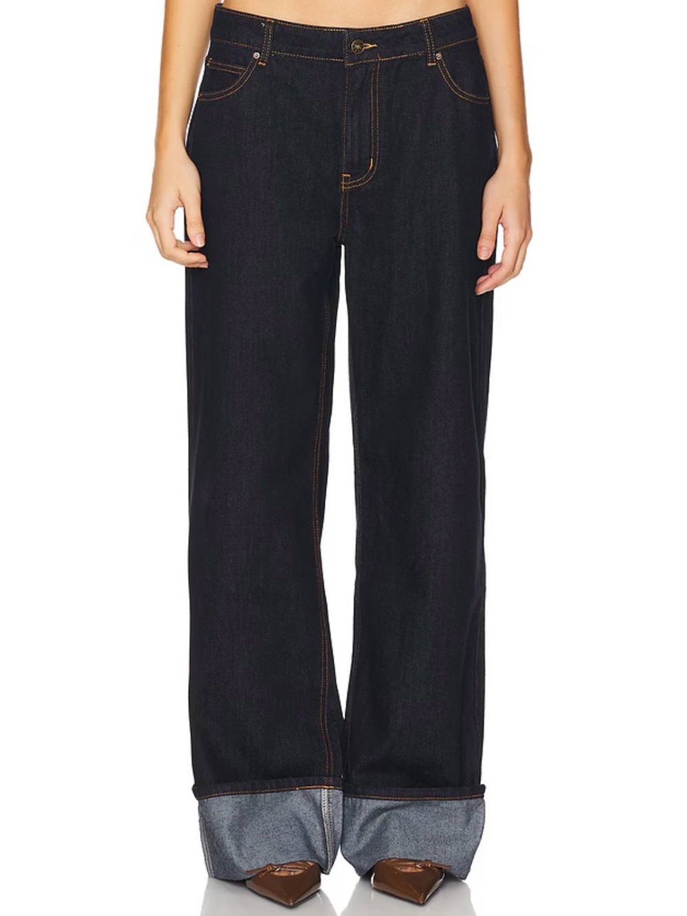 NWT LIONESS Top Model Cuffed Jeans in Dark Denim - Size XS